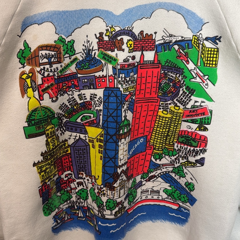Vintage 90s Chicago Graphic Tourist Crewneck Sweatshirt Adult Size XL Y2K - Picture 2 of 9